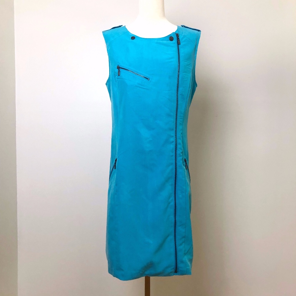 Calvin Klein teal zipper dress
